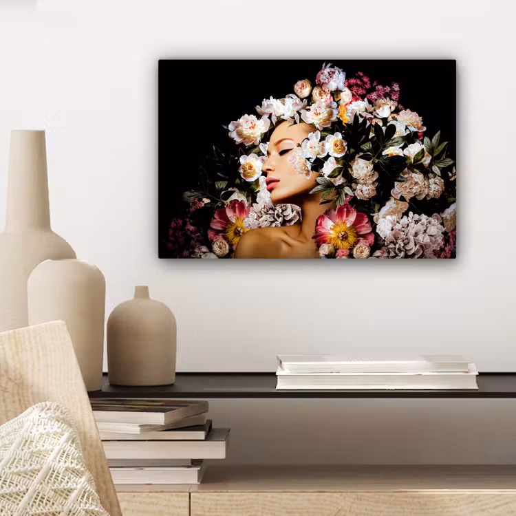 Canvas schilderij - Vrouwen - Bloemen - Rozen - Portret — 5