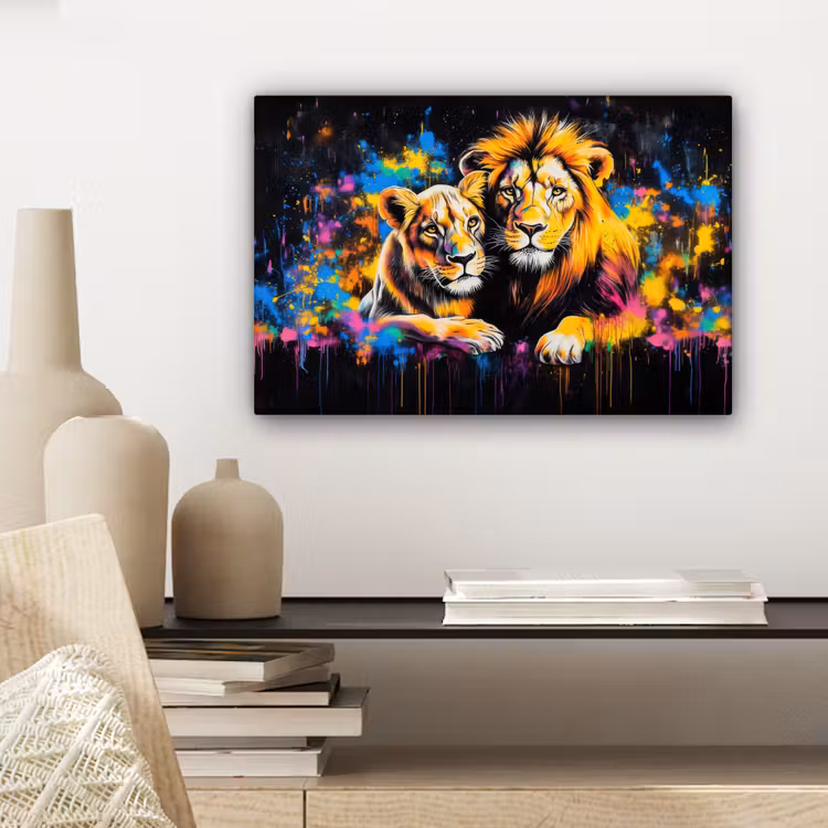 Canvas schilderij - Leeuwen - Schilderij - Kleuren — 5