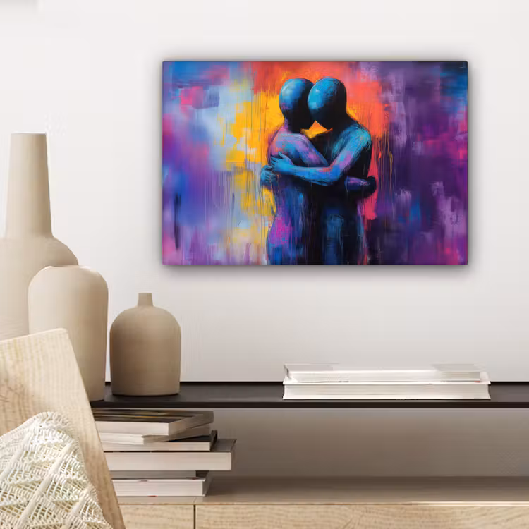 Canvas schilderij - Omarmen - Lichamen - Paars — 5