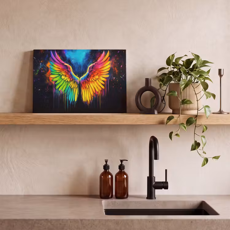 Canvas schilderij - Regenboogkleuren - Vleugels - Magisch — 3