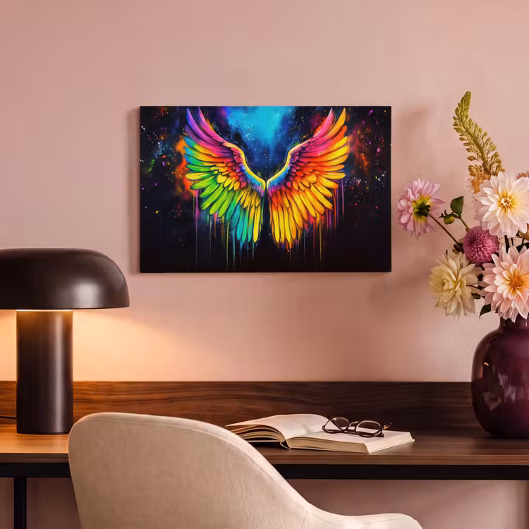 Canvas schilderij - Regenboogkleuren - Vleugels - Magisch — 4