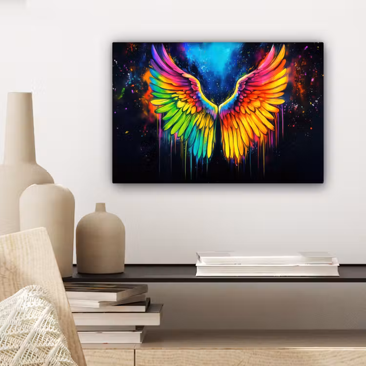 Canvas schilderij - Regenboogkleuren - Vleugels - Magisch — 5