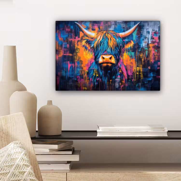 Canvas schilderij - Schotse Hooglander - Abstract - Kleurrijk — 5