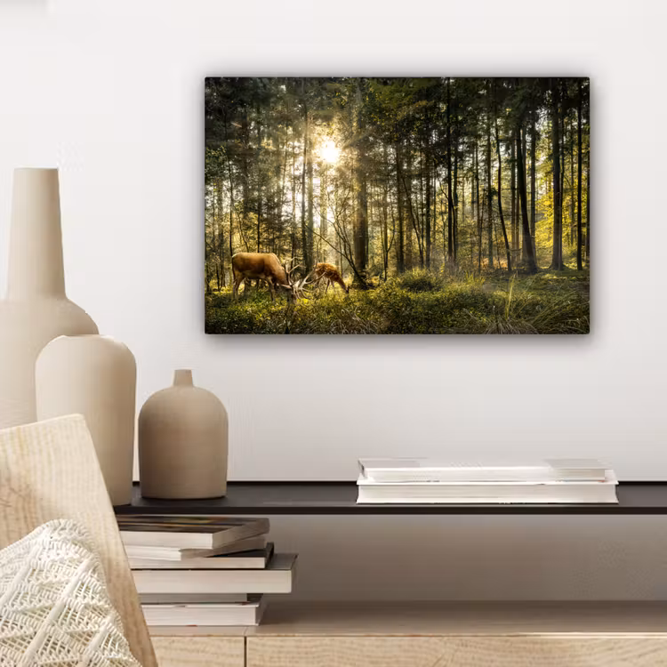 Canvas schilderij - Hert - Natuur - Bos — 5