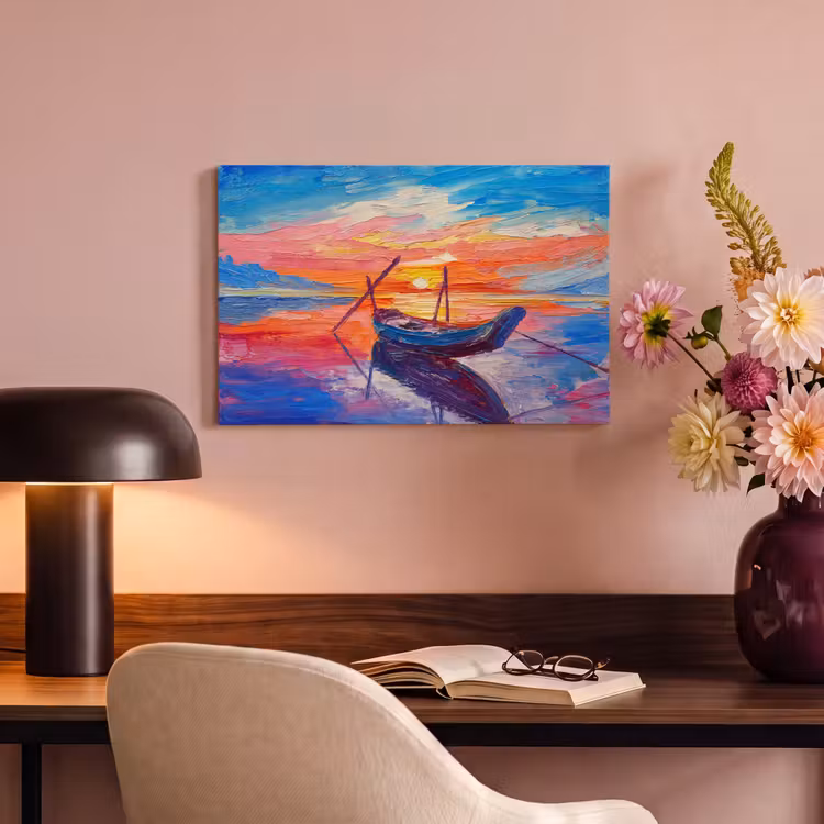 Canvas schilderij - Schilderij - Boot - Olieverf - Water — 4
