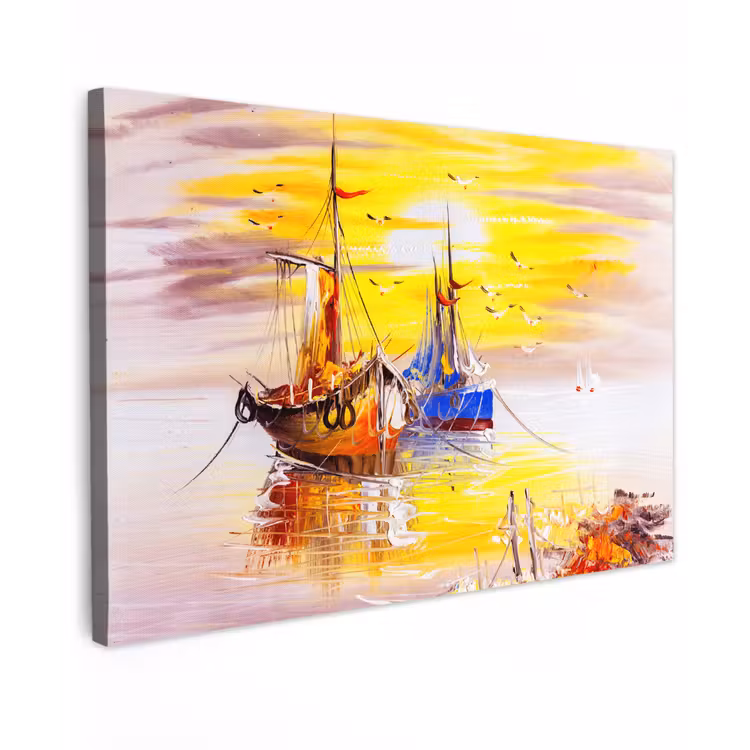 Canvas schilderij - Schilderij - Boot - Water - Olieverf — 1