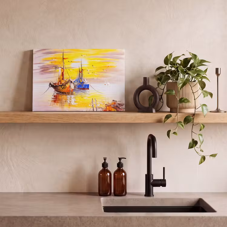 Canvas schilderij - Schilderij - Boot - Water - Olieverf — 3