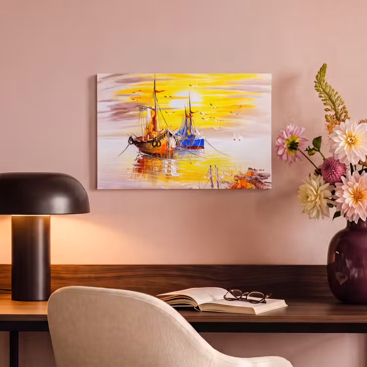Canvas schilderij - Schilderij - Boot - Water - Olieverf — 4