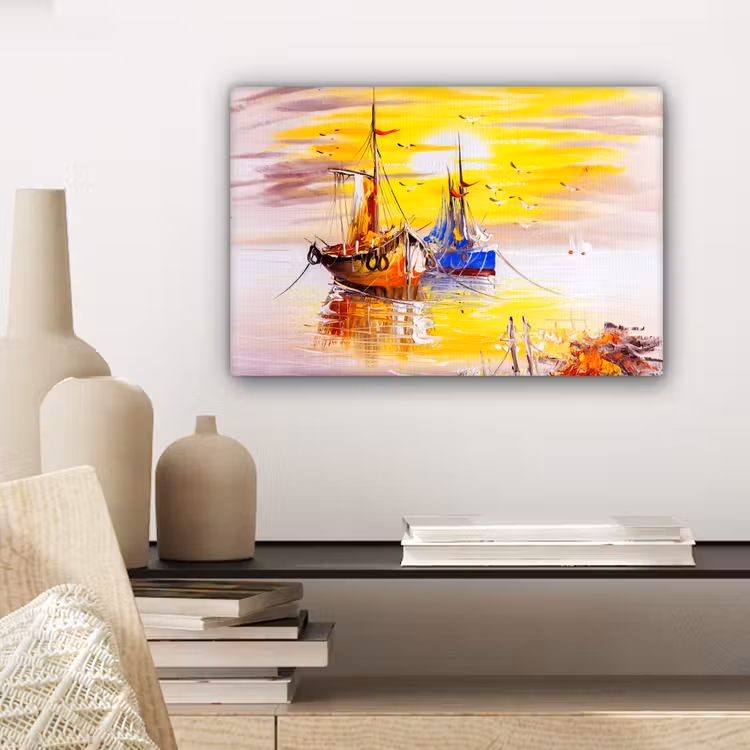 Canvas schilderij - Schilderij - Boot - Water - Olieverf — 5