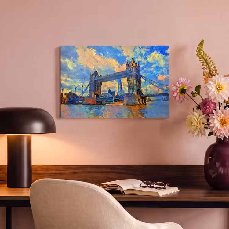 Canvas schilderij - Schilderij - Londen - Brug - Olieverf — 4