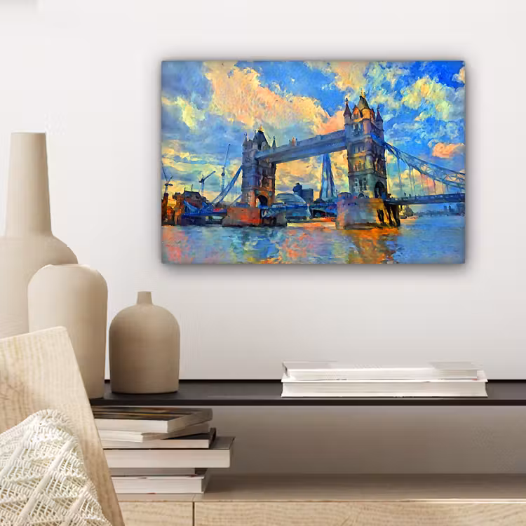 Canvas schilderij - Schilderij - Londen - Brug - Olieverf — 5