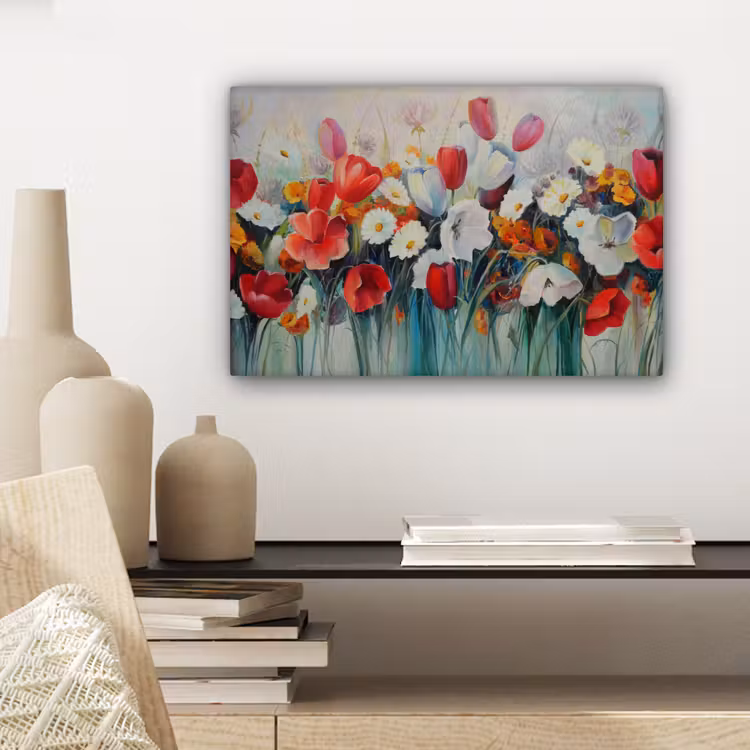 Canvas schilderij - Schilderij - Olieverf - Bloemen — 5