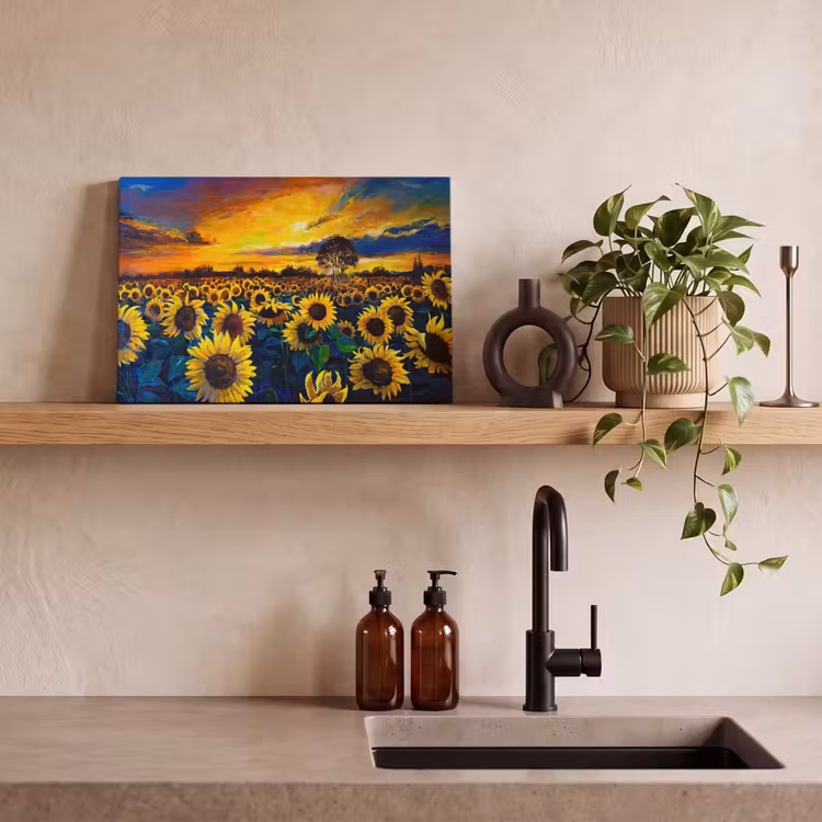 Canvas schilderij - Schilderij - Olieverf - Bloemen - Zonnebloem — 3