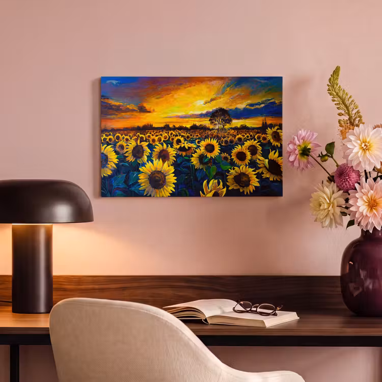 Canvas schilderij - Schilderij - Olieverf - Bloemen - Zonnebloem — 4