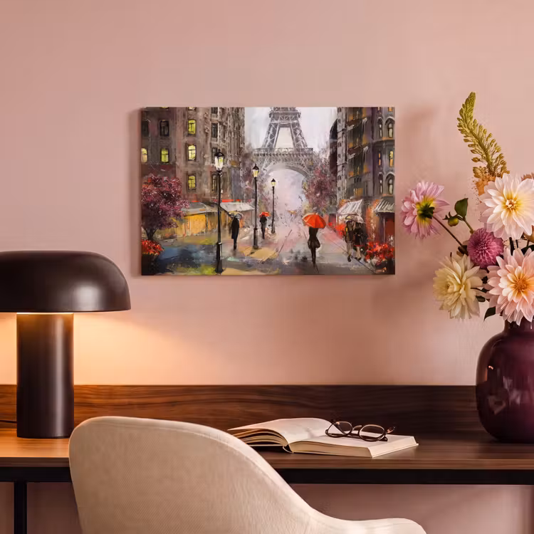 Canvas schilderij - Schilderij - Parijs - Eiffeltoren - Paraplu - Olieverf — 4