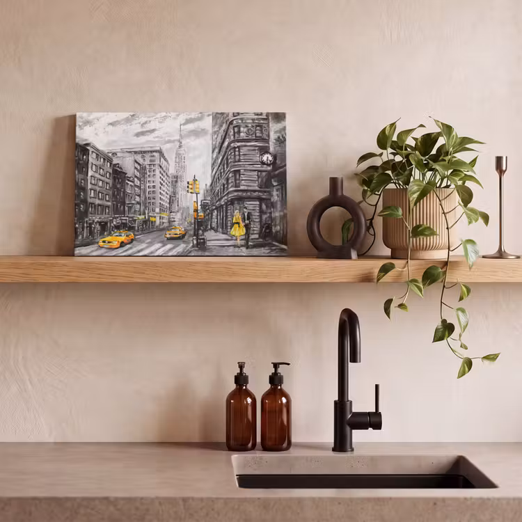 Canvas schilderij - Schilderij - Stad - Auto - Geel — 3