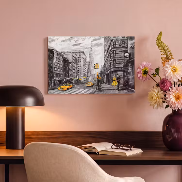 Canvas schilderij - Schilderij - Stad - Auto - Geel — 4