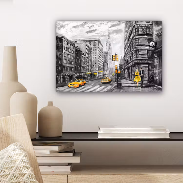 Canvas schilderij - Schilderij - Stad - Auto - Geel — 5