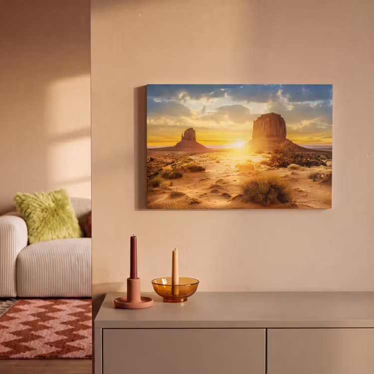 Canvas schilderij - Zonsondergang - Rots - Landschap - Horizon — 2