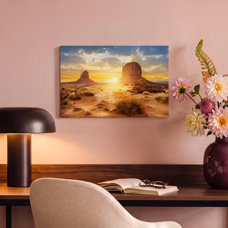Canvas schilderij - Zonsondergang - Rots - Landschap - Horizon — 4