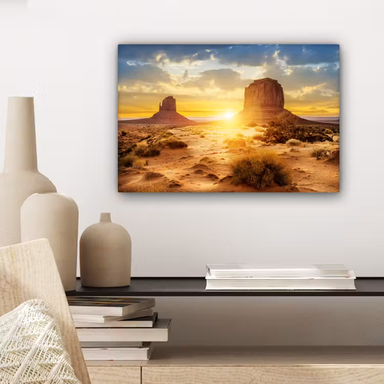 Canvas schilderij - Zonsondergang - Rots - Landschap - Horizon — 5