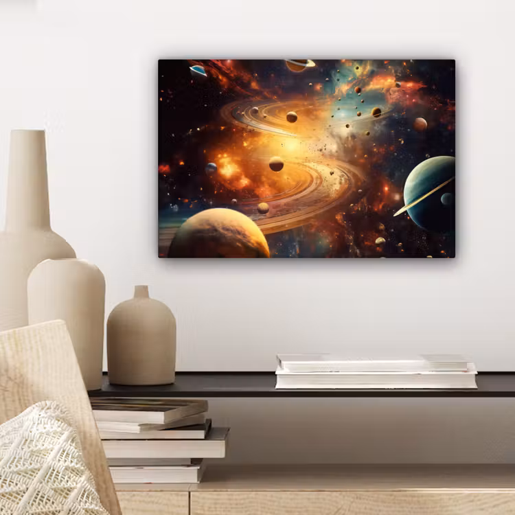 Canvas schilderij - Melkweg - Ruimte - Neon - Planeten — 5
