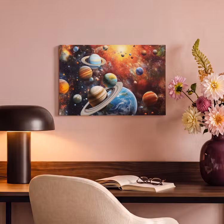 Canvas schilderij - Planeten - Heelal - Neon - Ruimte — 4