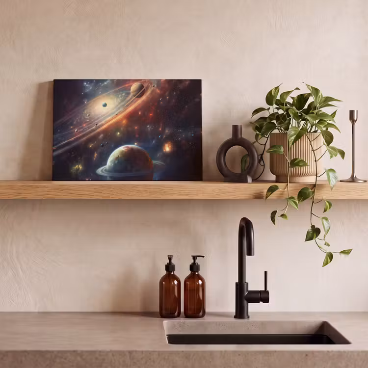 Canvas schilderij - Ruimte - Planeten - Neon - Sterren — 3