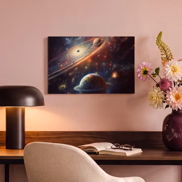 Canvas schilderij - Ruimte - Planeten - Neon - Sterren — 4
