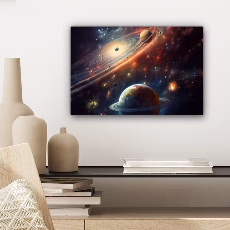 Canvas schilderij - Ruimte - Planeten - Neon - Sterren — 5