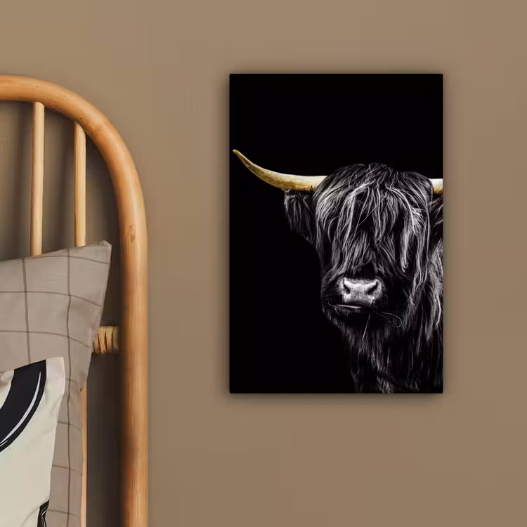 Canvas schilderij - Schotse Hooglander - Goud - Zwart — 3