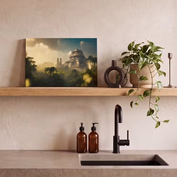 Canvas schilderij - Tempel - Jungle - wolken - Lucht - Natuur — 3