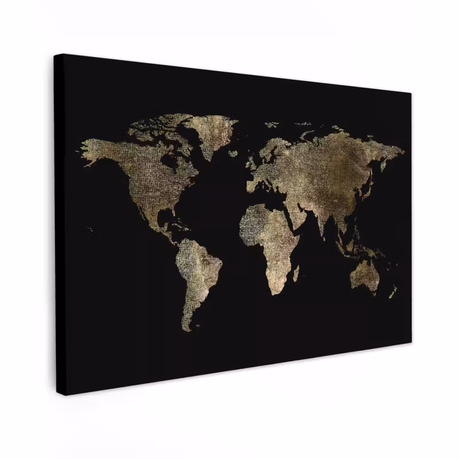 Canvas schilderij - Wereldkaart - Goud - Zwart - Aarde - Luxe — 1