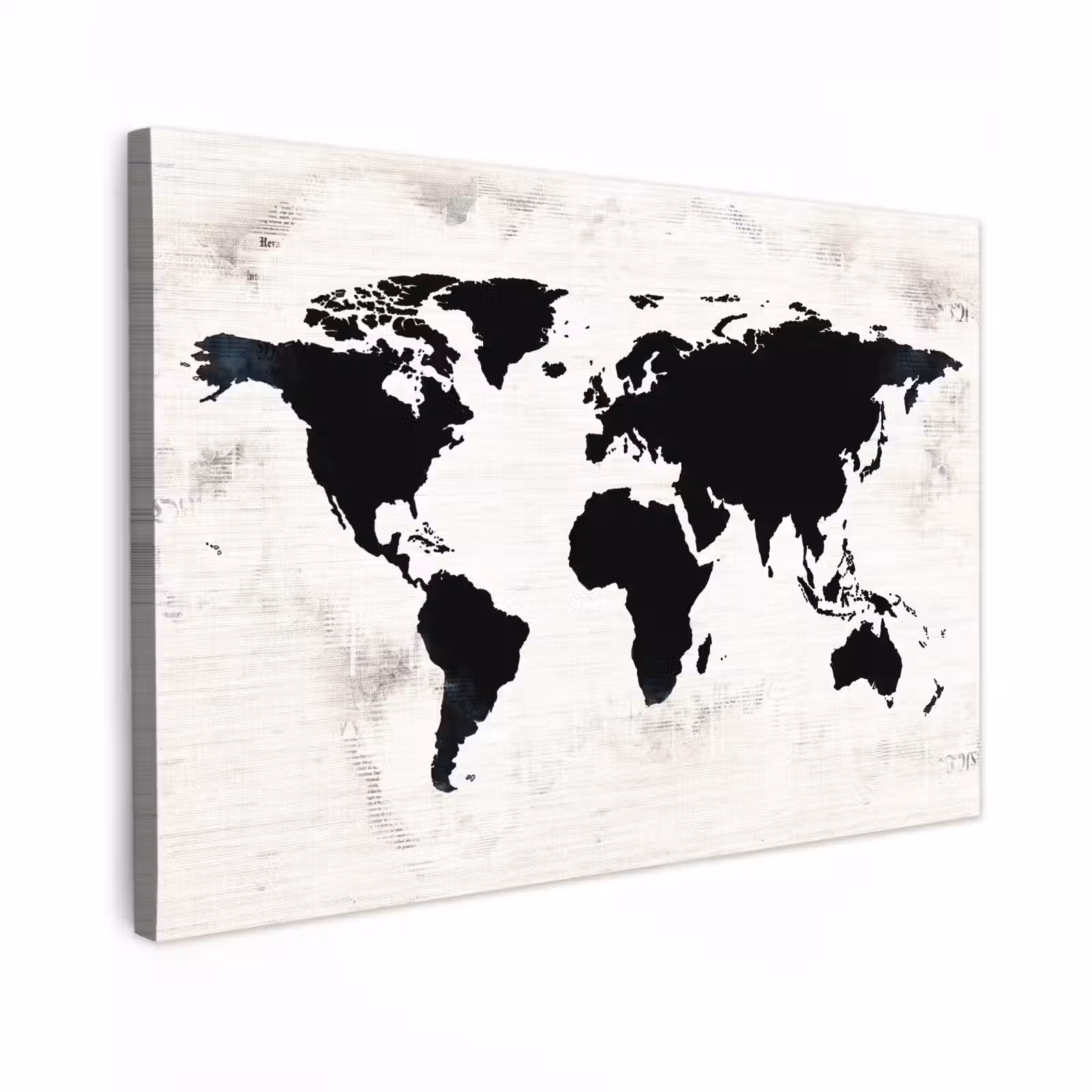 Canvas schilderij - Wereldkaart - Zwart - Hout — 1