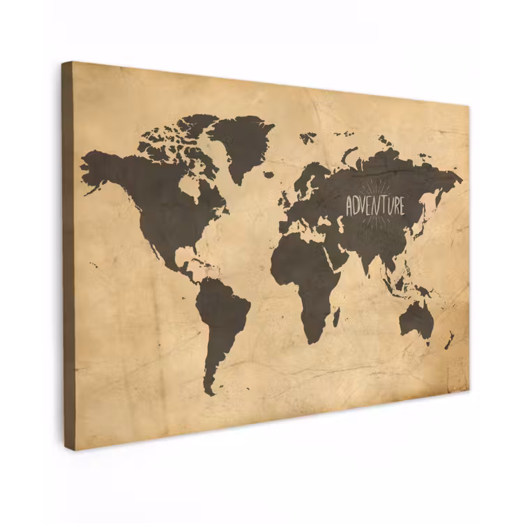 Canvas schilderij - Wereldkaart - Quote - Vintage — 1