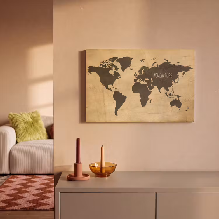 Canvas schilderij - Wereldkaart - Quote - Vintage — 2