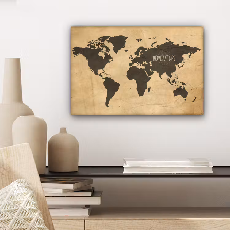 Canvas schilderij - Wereldkaart - Quote - Vintage — 5