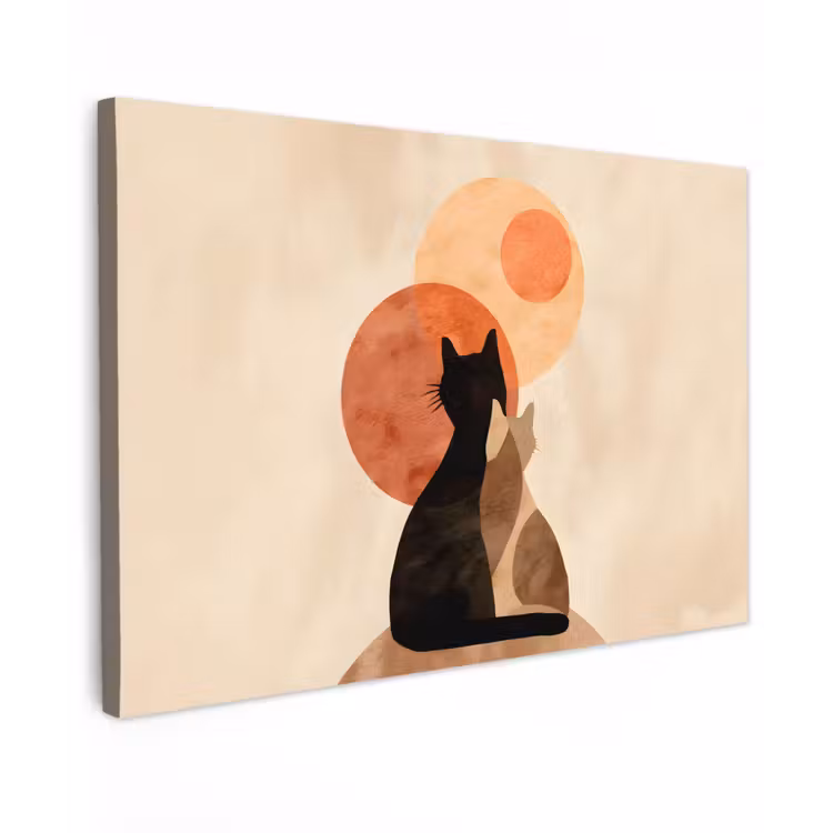 Canvas schilderij - Katten - Zwart - Abstract - Cirkels — 1