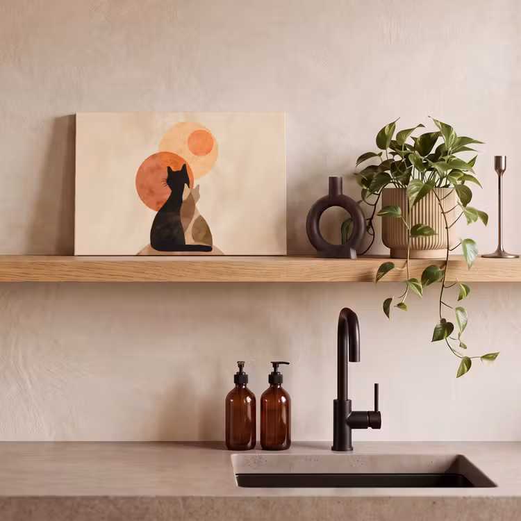 Canvas schilderij - Katten - Zwart - Abstract - Cirkels — 3