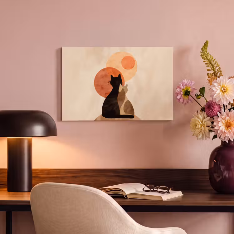 Canvas schilderij - Katten - Zwart - Abstract - Cirkels — 4