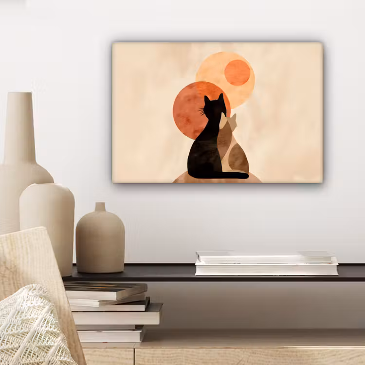 Canvas schilderij - Katten - Zwart - Abstract - Cirkels — 5