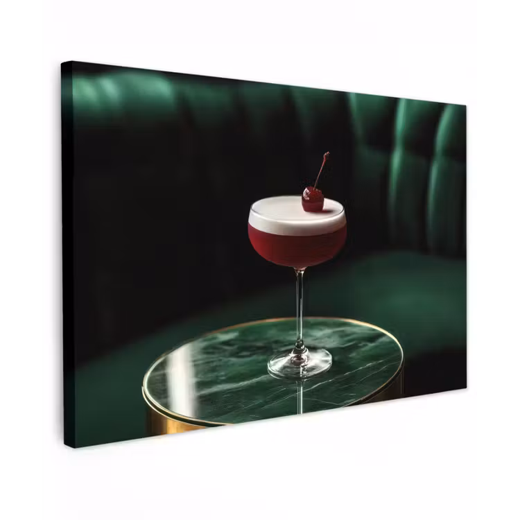 Canvas schilderij - Kers - Cocktail - Rood - Marmer — 1
