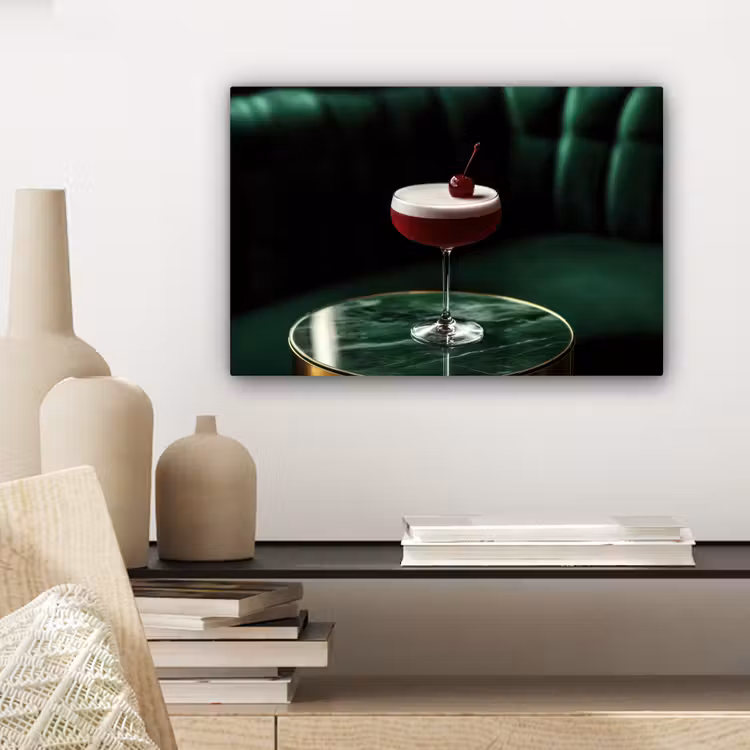 Canvas schilderij - Kers - Cocktail - Rood - Marmer — 5