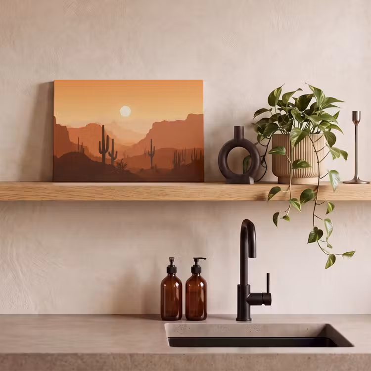 Canvas schilderij - Landschap - Woestijn - Cactussen - Zon — 3