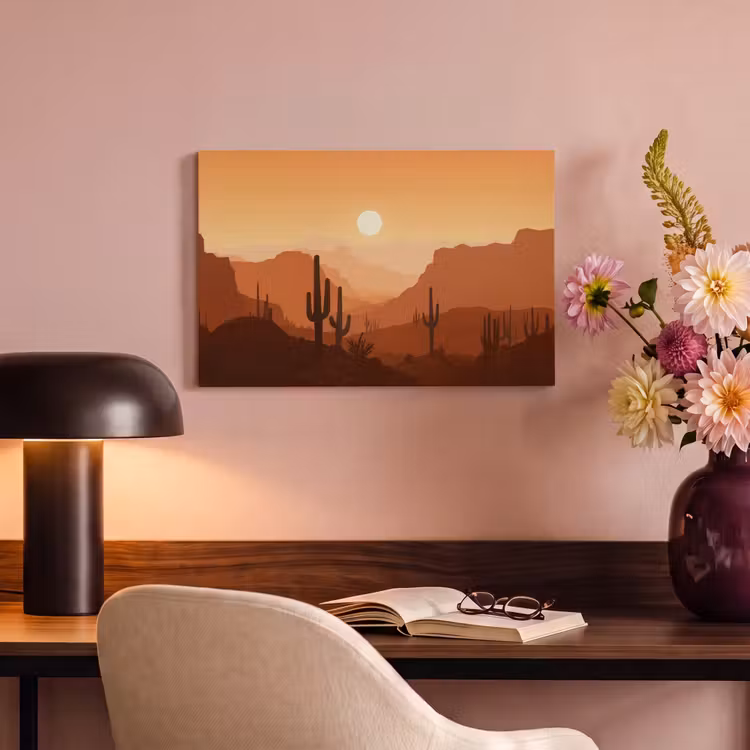 Canvas schilderij - Landschap - Woestijn - Cactussen - Zon — 4