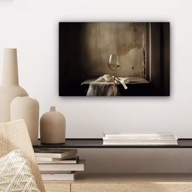 Canvas schilderij - Strik - Beige - Witte - Wijn — 5