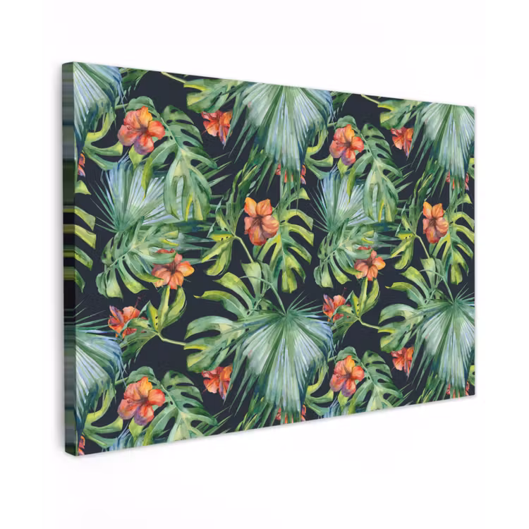 Canvas schilderij - Tropical - Bloemen - Bladeren - Jungle — 1