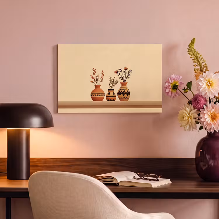 Canvas schilderij - Vazen - Bloemen - Bladeren - Minimalistisch — 4