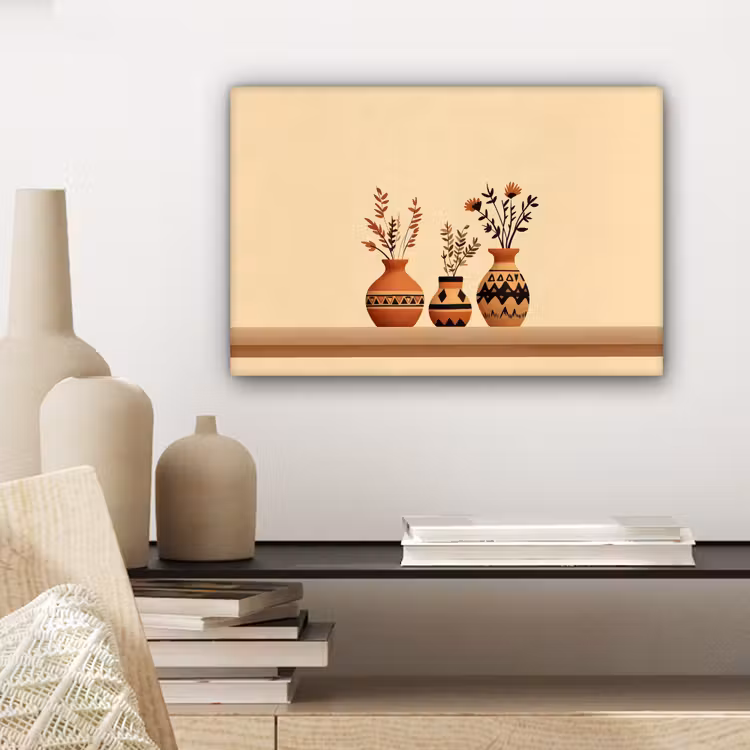 Canvas schilderij - Vazen - Bloemen - Bladeren - Minimalistisch — 5