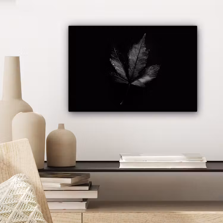Canvas schilderij - Zwart - Blad — 5